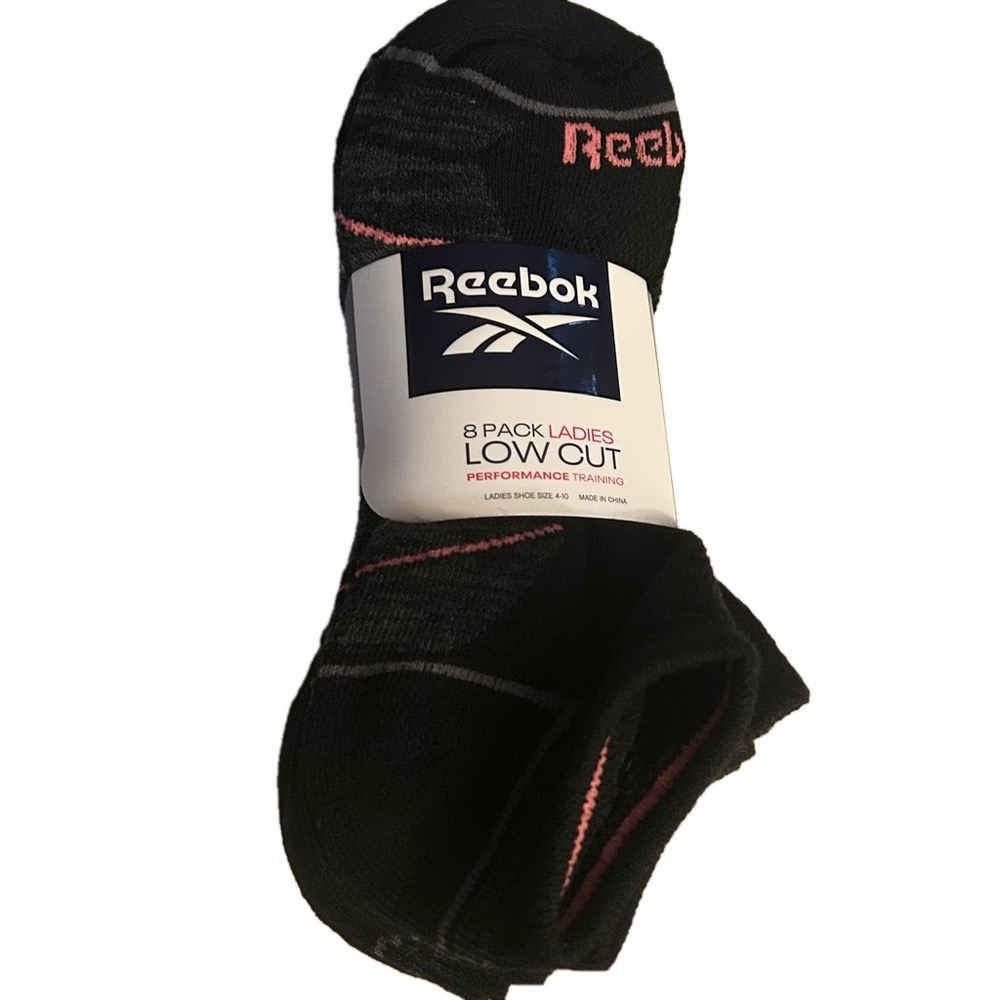 Reebok 8 Pack Ladies Low Cut Performance Socks Black Shoe Size 4 - 10 NWT